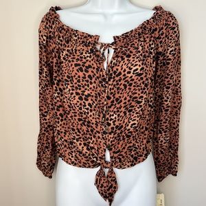 NEW Rewind Brown Animal Print Blouse